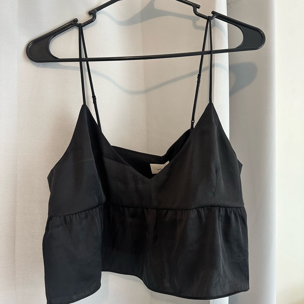 black satin tank top